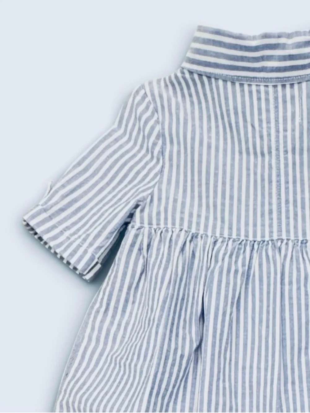 Old Navy Girls 18-24M Blue and White Striped Floral Embroidered Dress.